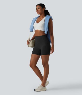 Halara UltraSculpt™ High Waisted Anti-Roll Tummy Control Shaping Workout Biker Shorts 5'' with Pockets