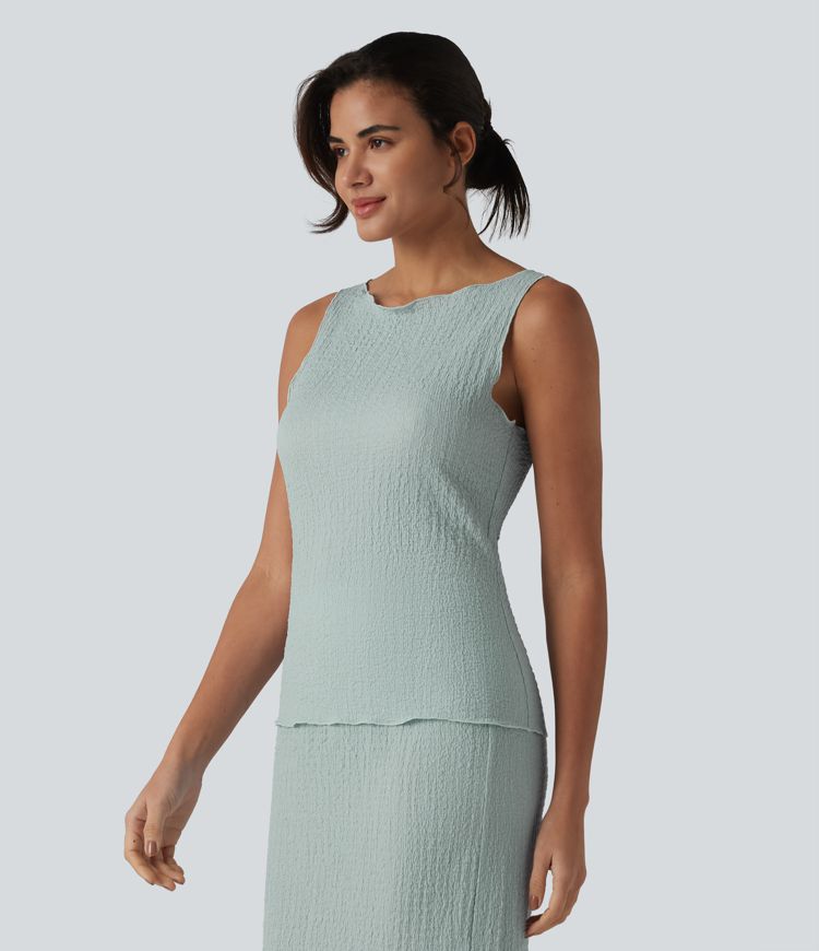 Boat Neck Casual Tank Top