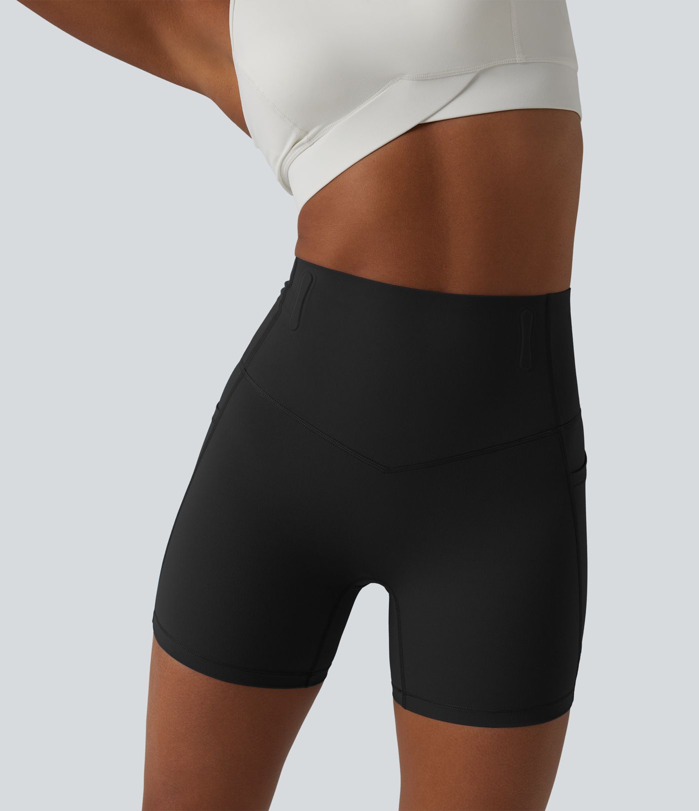 Halara UltraSculpt™ High Waisted Anti-Roll Tummy Control Shaping Workout Biker Shorts 5'' with Pockets