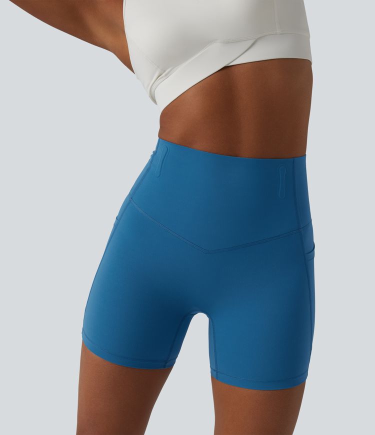 Halara UltraSculpt™ High Waisted Anti-Roll Tummy Control Shaping Yoga Biker Shorts 5'' with Pockets