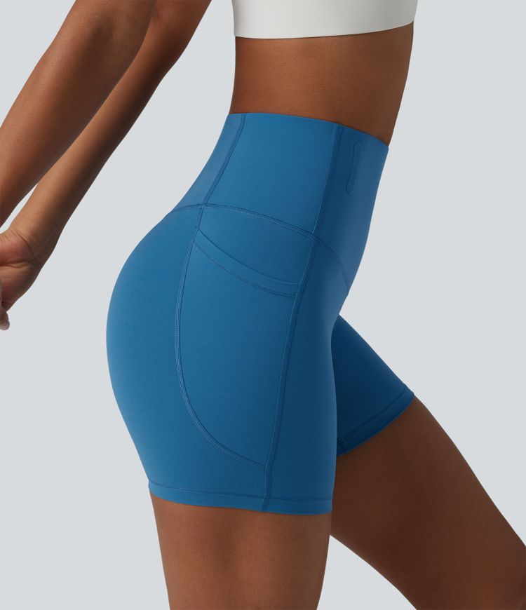 Halara UltraSculpt™ High Waisted Anti-Roll Tummy Control Shaping Yoga Biker Shorts 5'' with Pockets