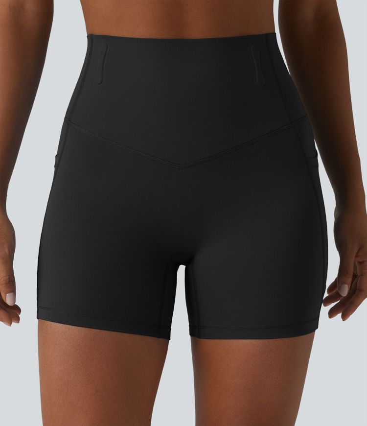 Halara UltraSculpt™ High Waisted Anti-Roll Tummy Control Shaping Workout Biker Shorts 5'' with Pockets