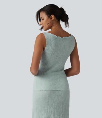 Boat Neck Casual Tank Top