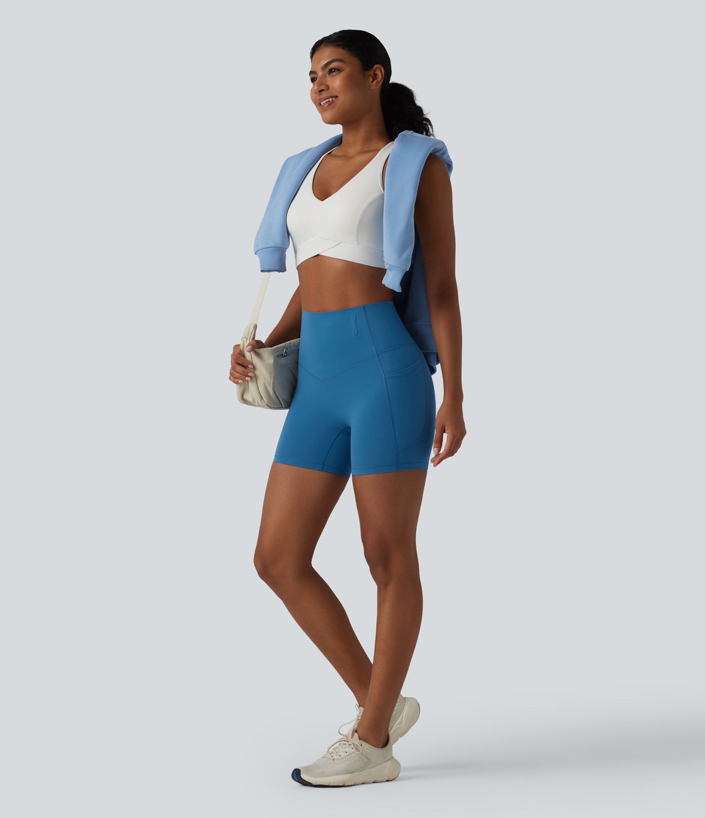 Halara UltraSculpt™ High Waisted Anti-Roll Tummy Control Shaping Yoga Biker Shorts 5'' with Pockets