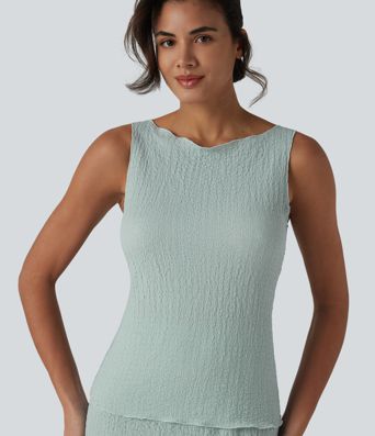 Boat Neck Casual Tank Top