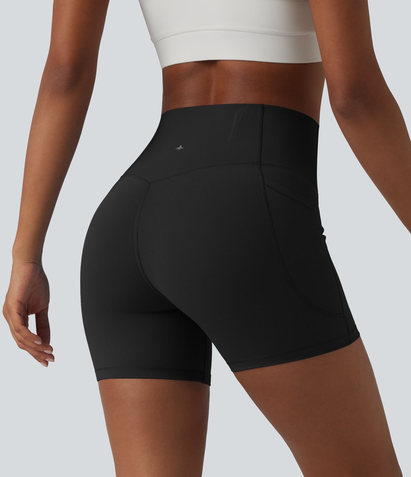 Halara UltraSculpt™ High Waisted Anti-Roll Tummy Control Shaping Workout Biker Shorts 5'' with Pockets