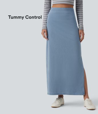 Halara Flex™ High Waisted Tummy Control Denim Maxi Casual Skirt