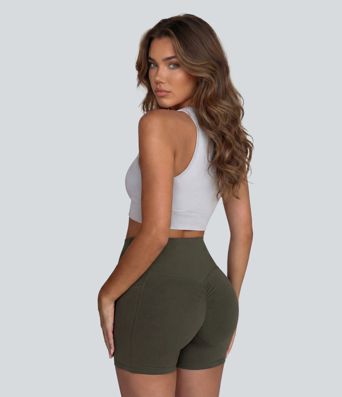 Halara UltraSculpt™ High Waisted Scrunch Butt Lifting Tummy Control Pocket Shaping Workout Biker Shorts 5''