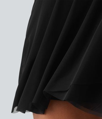 Robe de tennis courte 2-en-1 à bretelles SoftlyZero™ dos nu avec mesh contrasté, brassière intégrée et poches – Édition Easy Peasy – UPF 50+ Robe de tennis courte 2-en-1 à bretelles SoftlyZero™ dos nu avec mesh contrasté, brassière intégrée et poches – Édition Easy Peasy – UPF 50+