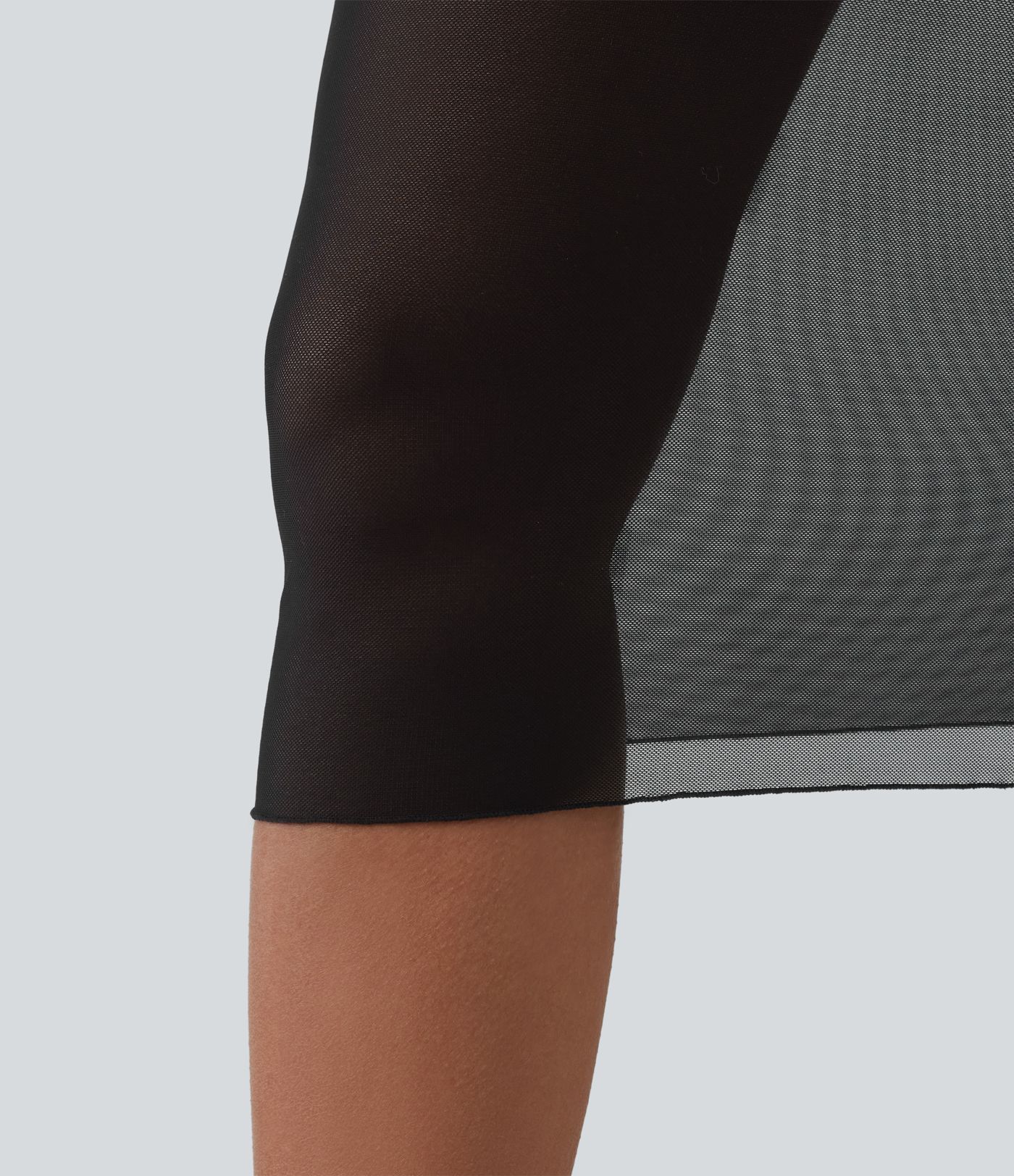 High Waisted Tummy Control 2-in-1 Mesh Bodycon Midi Casual Skirt