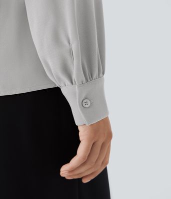 V Neck Long Sleeve Work Blouse