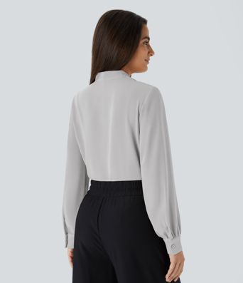 V Neck Long Sleeve Work Blouse