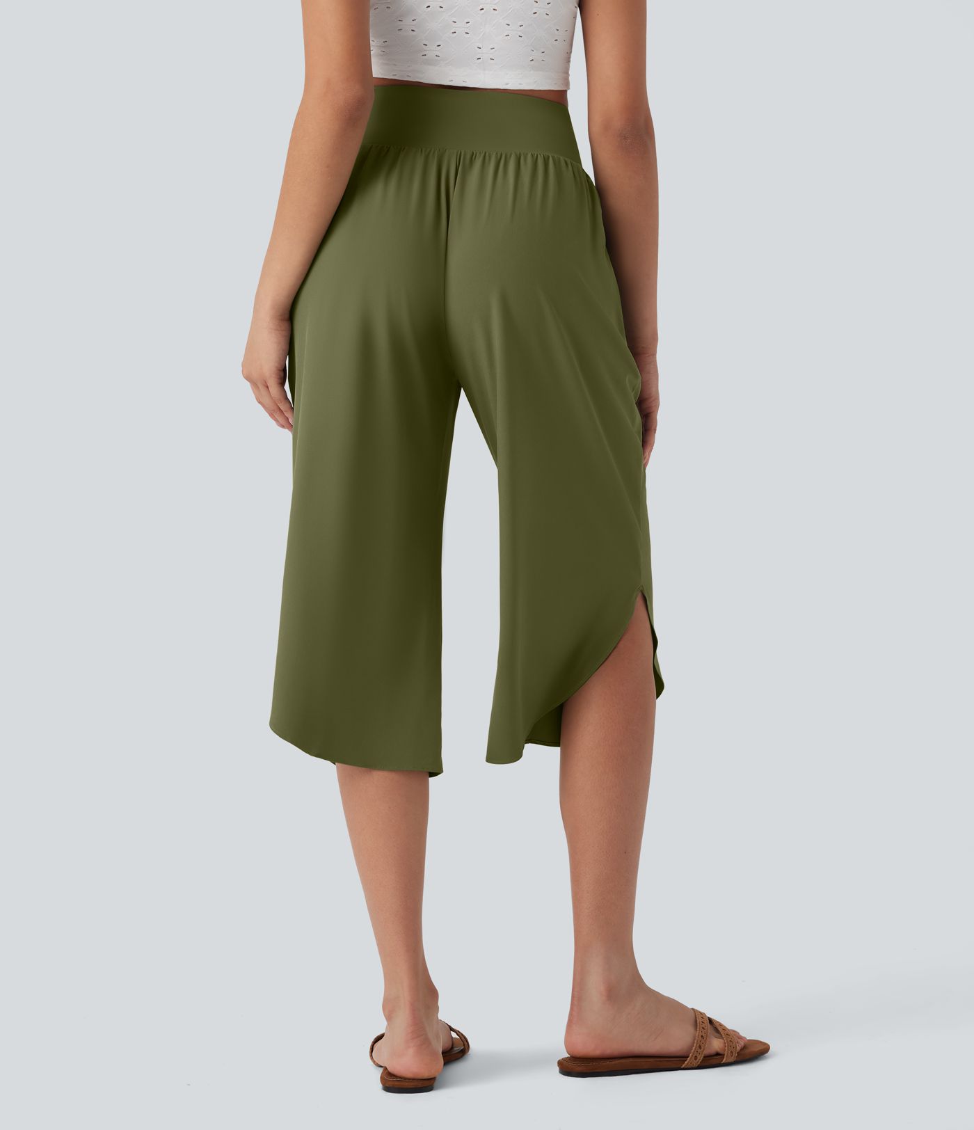 Breezeful™ SoCinched Capri Resort Pants, high rise, tummy control, split hem, quick-drying, side pocket