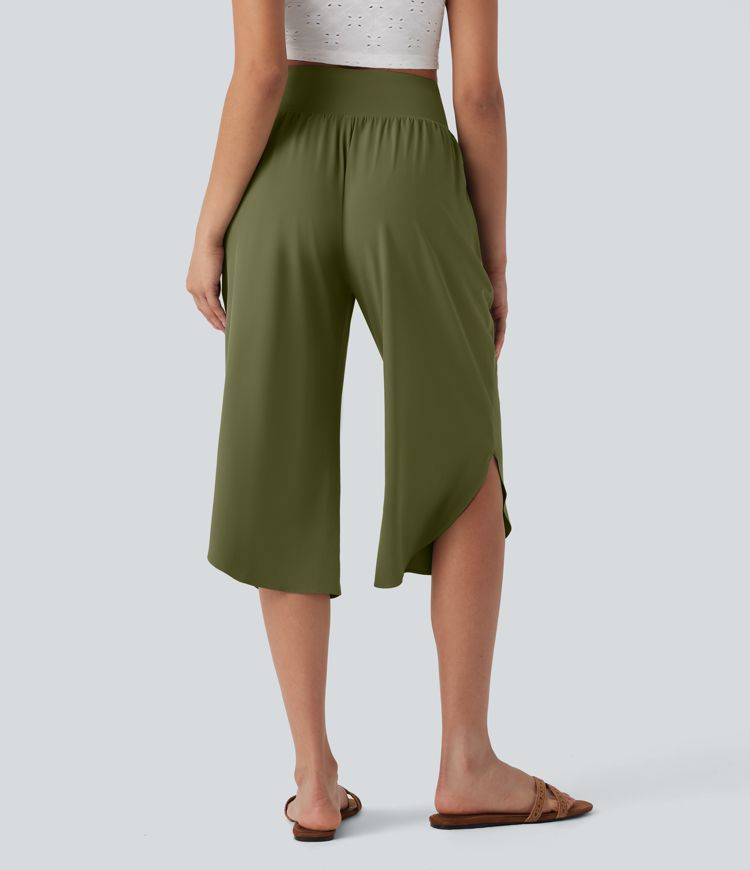 Breezeful™ SoCinched Capri Resort Pants, high rise, tummy control, split hem, quick-drying, side pocket