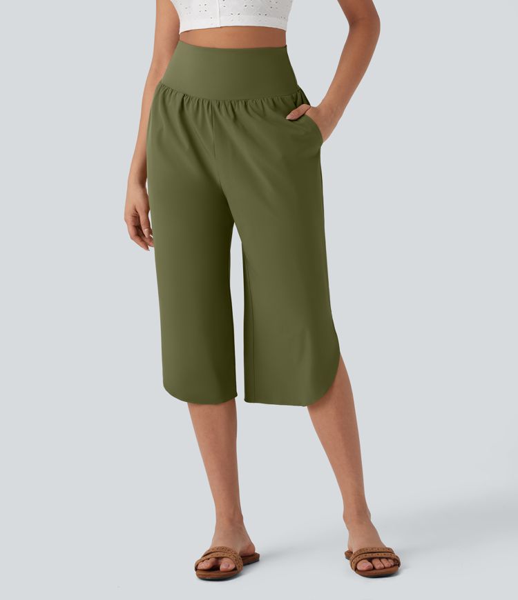 Breezeful™ SoCinched Capri Resort Pants, high rise, tummy control, split hem, quick-drying, side pocket