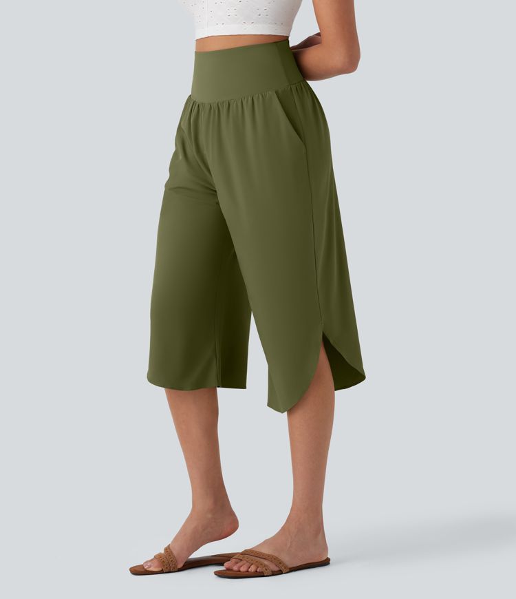 Breezeful™ SoCinched Capri Resort Pants, high rise, tummy control, split hem, quick-drying, side pocket