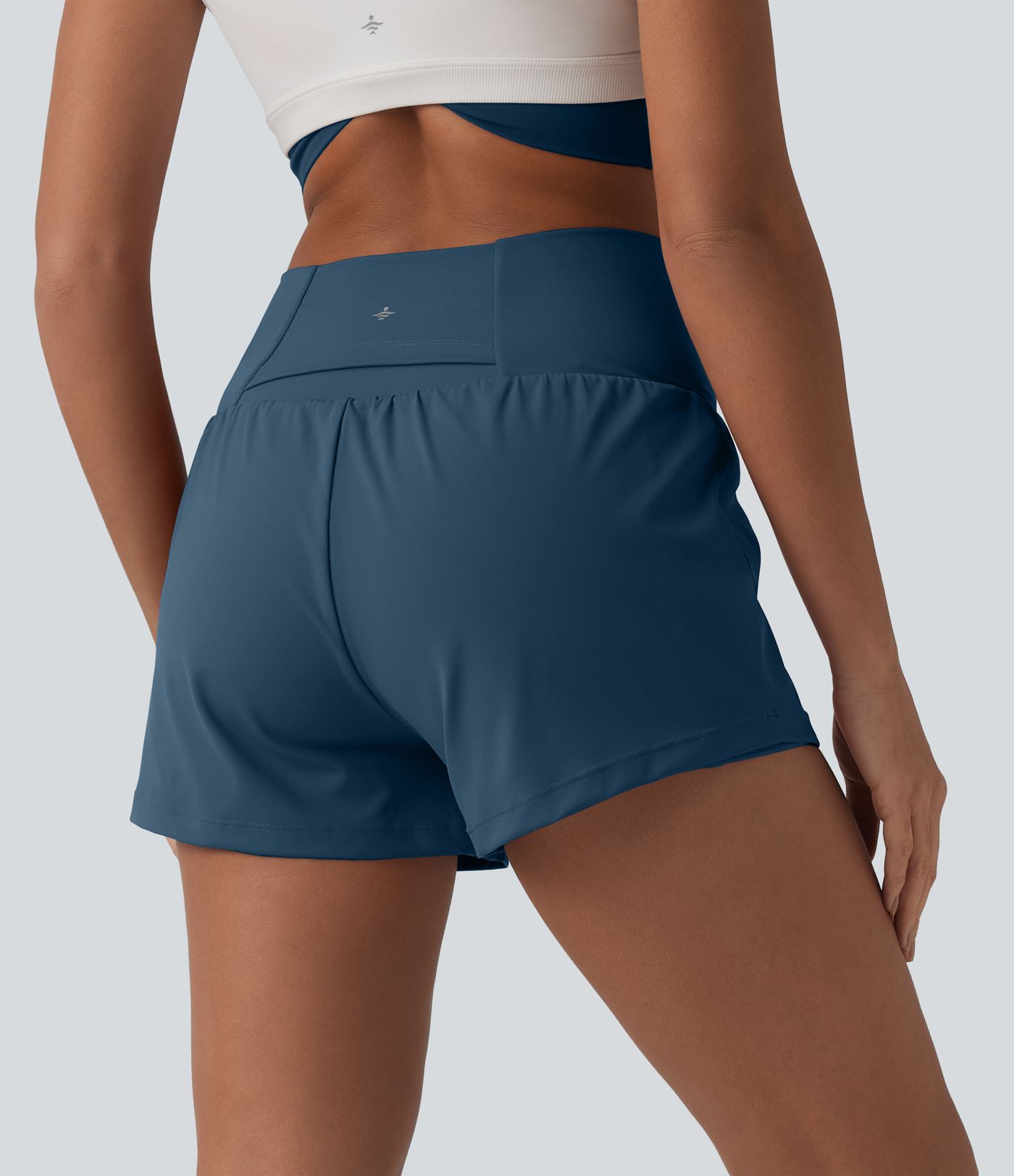 SoftlyZero™ Airy Crossover High Waisted 2-in-1 Cool Touch Yoga Shorts with Pockets
