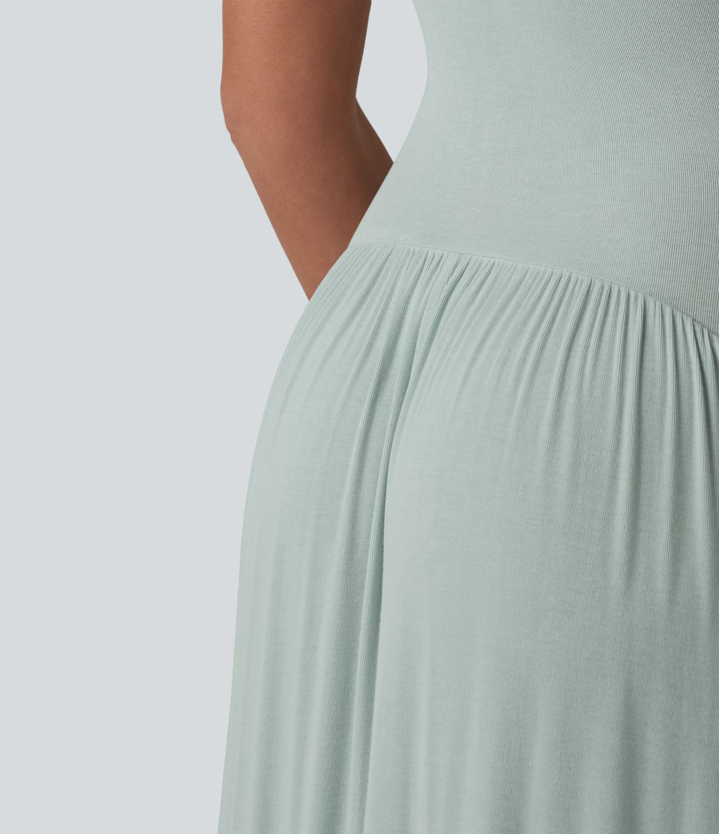 Ribbed Flowy Maxi Slip Dress with Pockets