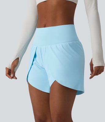 SoftlyZero™ Airy Mid Rise 2-in-1 Tulip Hem Cool Touch Yoga Shorts 5'' with Pockets