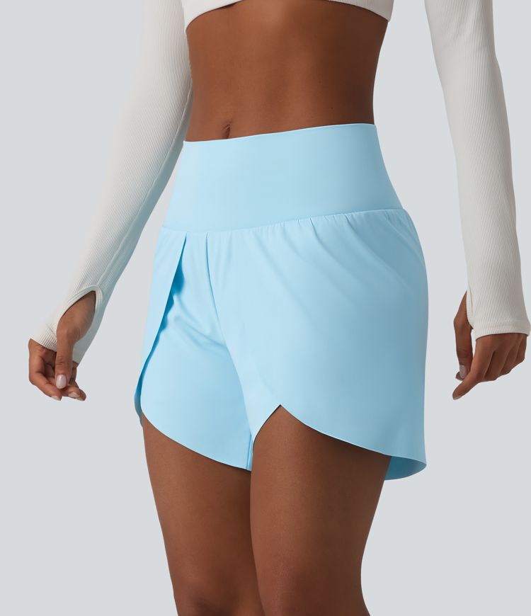SoftlyZero™ Airy Mid Rise 2-in-1 Tulip Hem Cool Touch Yoga Shorts 5'' with Pockets