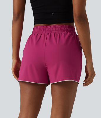 High Waisted Drawstring Quick Dry Cool Touch Workout Shorts 3'' with Pockets-UPF40+