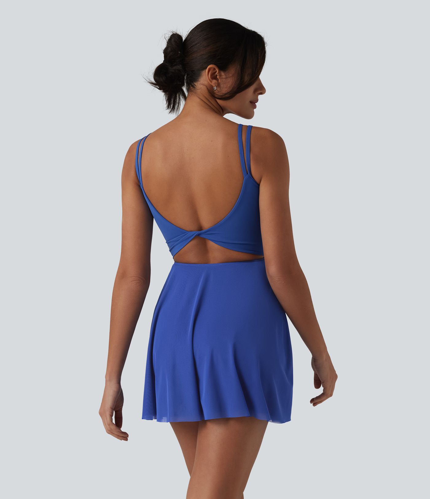 SoftlyZero™ Built-in Bra Contrast Mesh 2-in-1 Mini Tennis Active Slip Dress with Pockets-Easy Peezy Edition-UPF50+