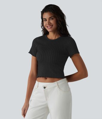 OneForm Seamless Flow Round Neck Short Sleeve Cropped Casual T-Shirt