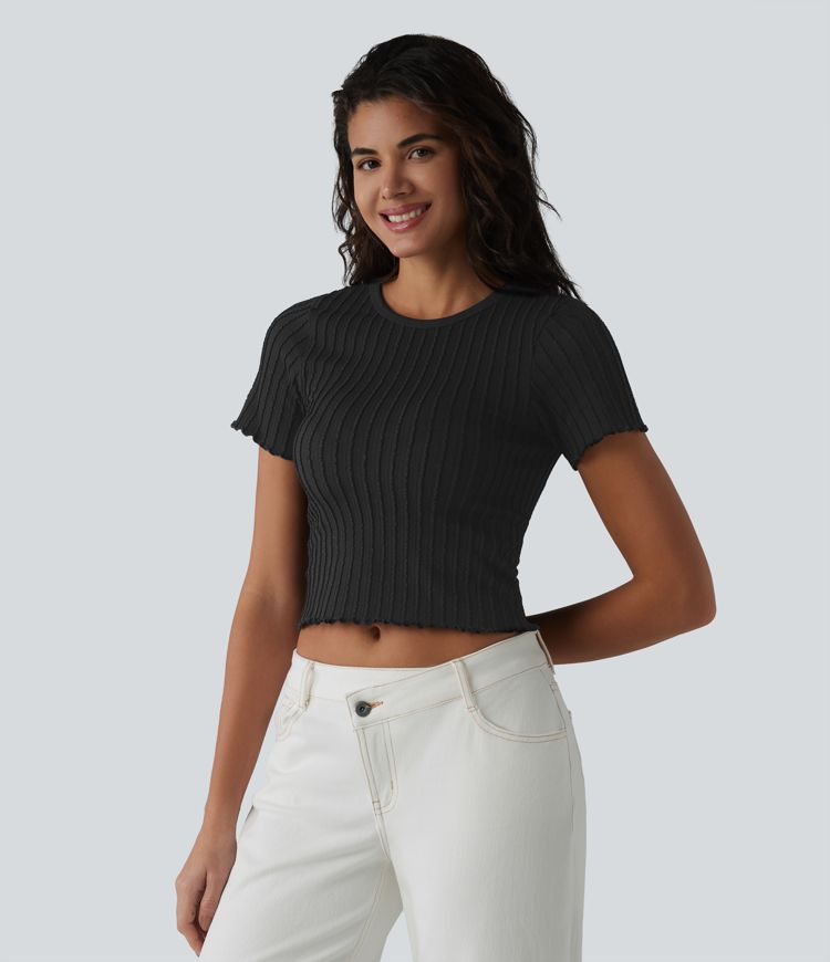OneForm Seamless Flow Round Neck Short Sleeve Cropped Casual T-Shirt
