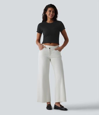 OneForm Seamless Flow Round Neck Short Sleeve Cropped Casual T-Shirt