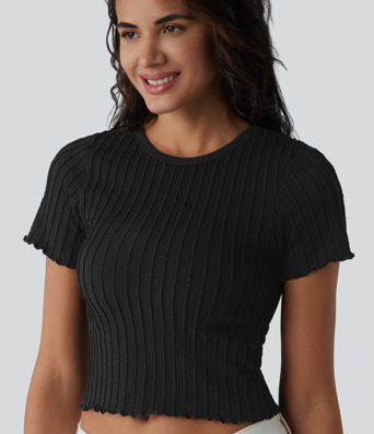 OneForm Seamless Flow Round Neck Short Sleeve Cropped Casual T-Shirt