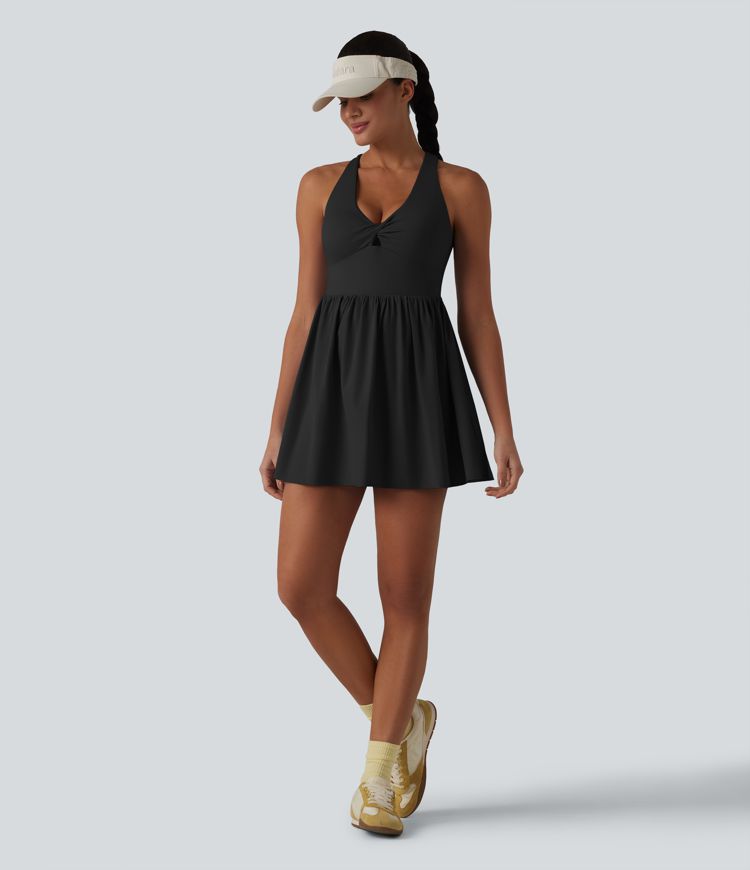 Breezeful™ - 2-in-1 Tennis-Minikleid mit V-Ausschnitt, Seitentaschen, integriertem BH und Racerback - schnelltrocknend, Easy Peezy Edition