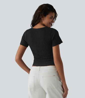 OneForm Seamless Flow Round Neck Short Sleeve Cropped Casual T-Shirt