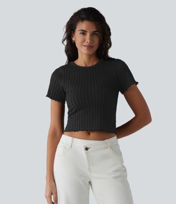 OneForm Seamless Flow Round Neck Short Sleeve Cropped Casual T-Shirt