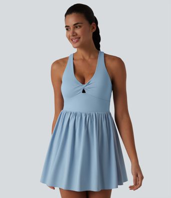 Breezeful™ - 2-in-1 Tennis-Minikleid mit V-Ausschnitt, Seitentaschen, integriertem BH und Racerback - schnelltrocknend, Easy Peezy Edition