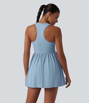 Breezeful™ - 2-in-1 Tennis-Minikleid mit V-Ausschnitt, Seitentaschen, integriertem BH und Racerback - schnelltrocknend, Easy Peezy Edition