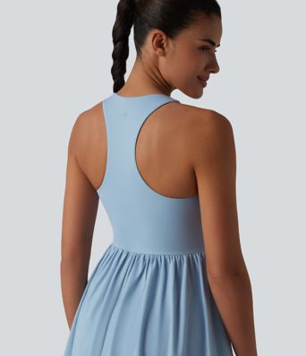Breezeful™ - 2-in-1 Tennis-Minikleid mit V-Ausschnitt, Seitentaschen, integriertem BH und Racerback - schnelltrocknend, Easy Peezy Edition