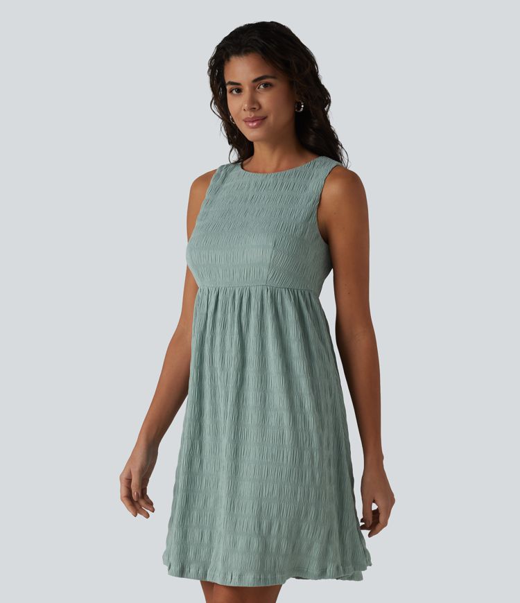 Round Neck Sleeveless Mini Casual Dress