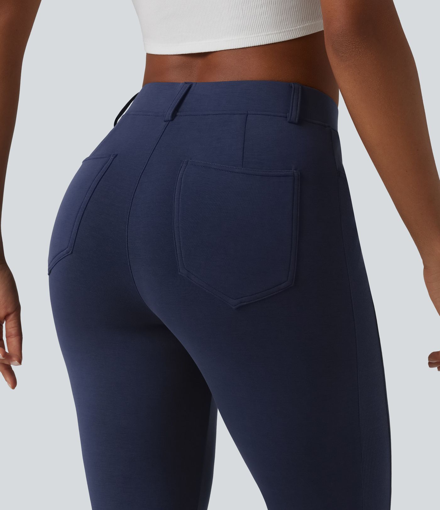 SpacerTek™ Mid Rise Casual Skinny Pants with Pockets