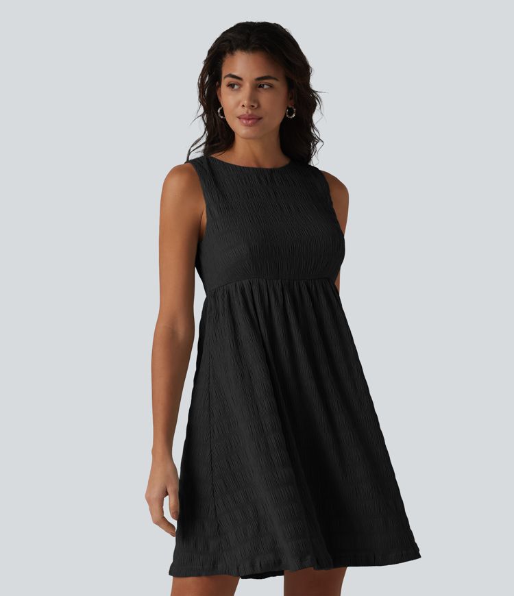 Round Neck Sleeveless Mini Casual Dress