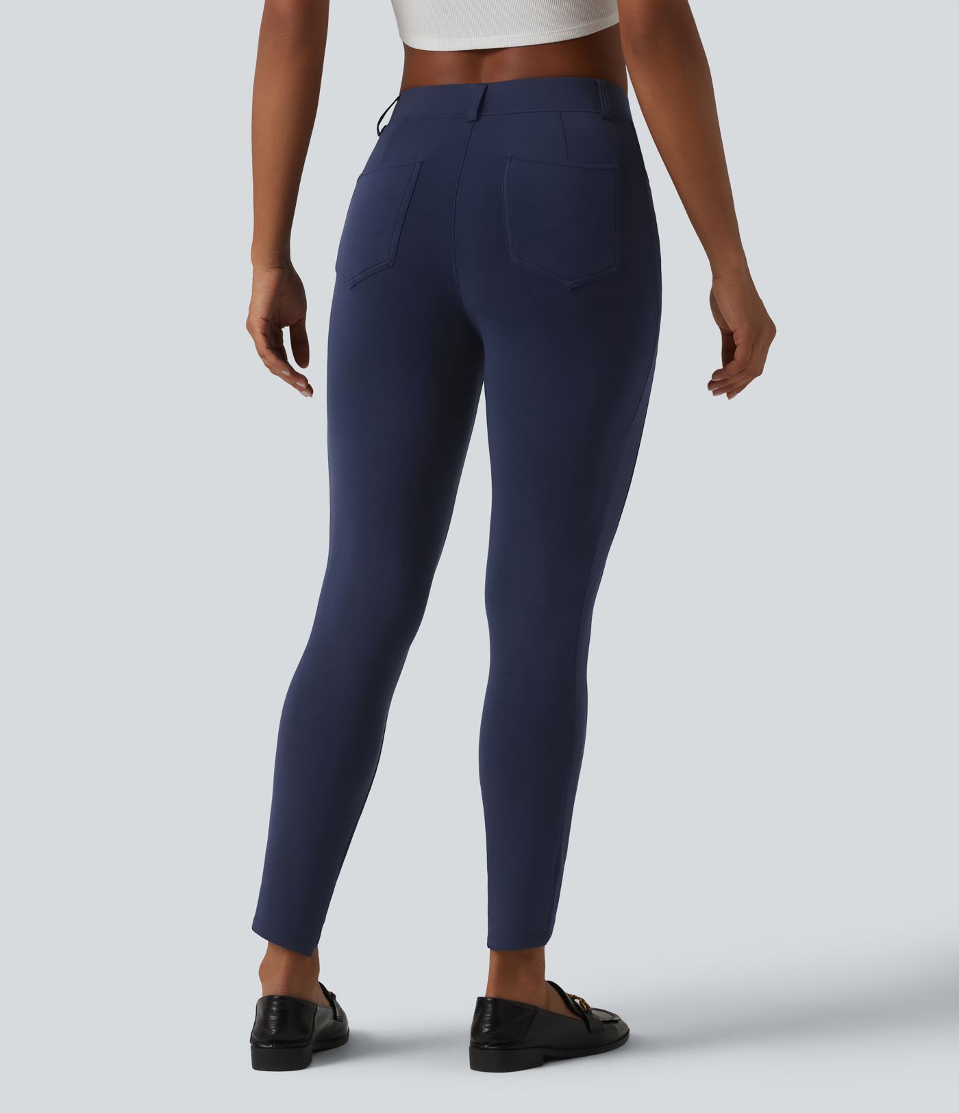 SpacerTek™ Mid Rise Casual Skinny Pants with Pockets