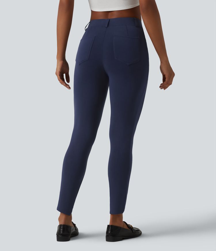 SpacerTek™ Mid Rise Casual Skinny Pants with Pockets