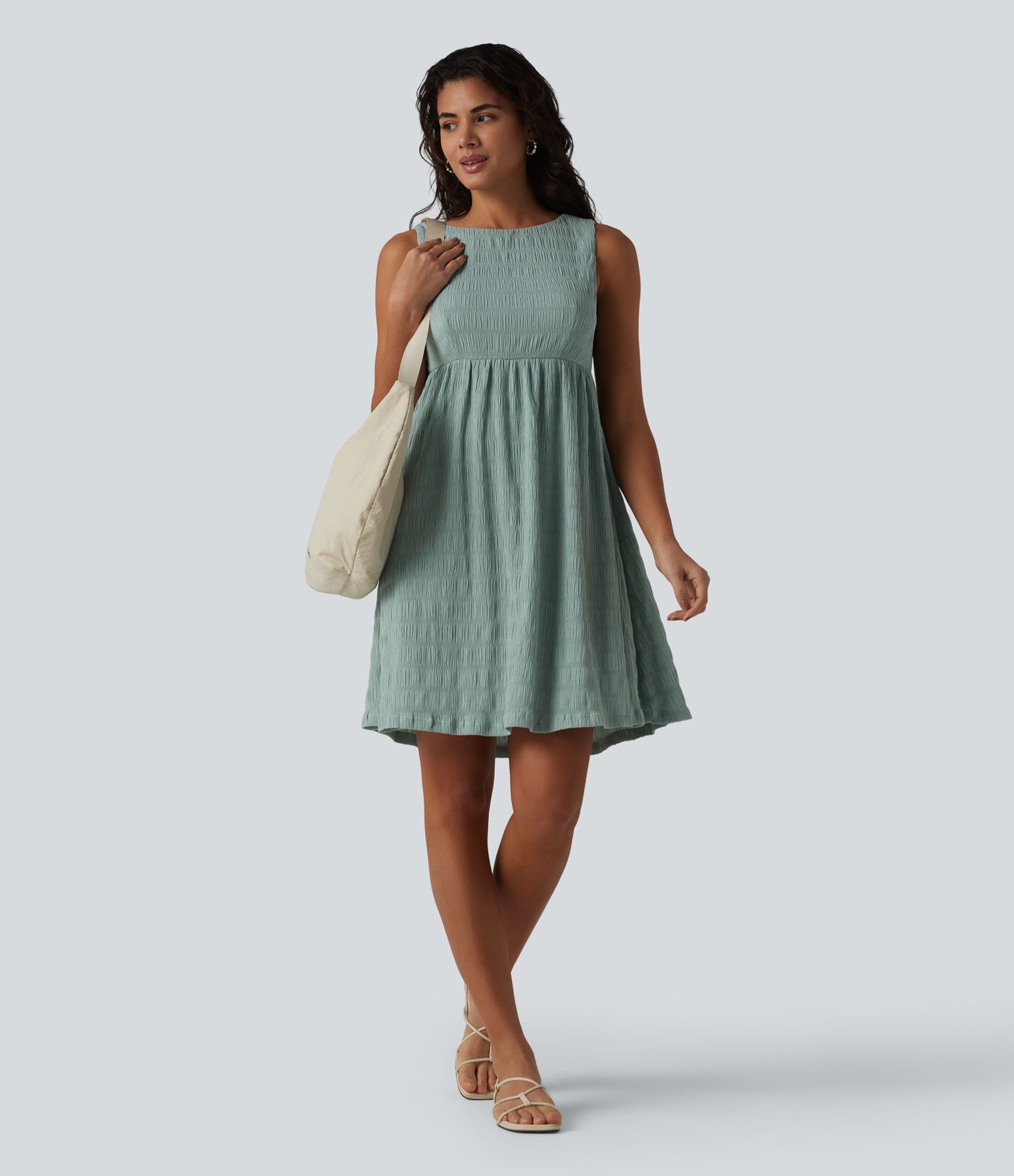 Round Neck Sleeveless Mini Casual Dress