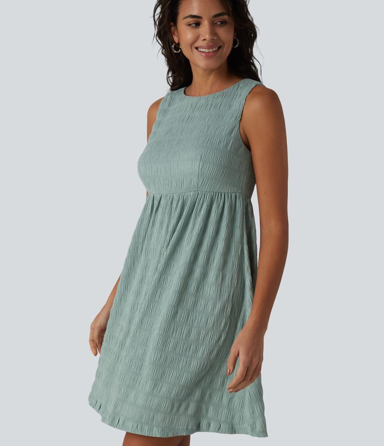 Round Neck Sleeveless Mini Casual Dress