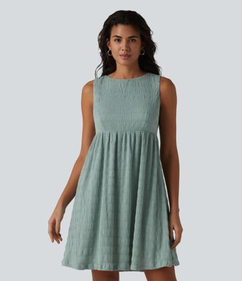 Round Neck Sleeveless Mini Casual Dress