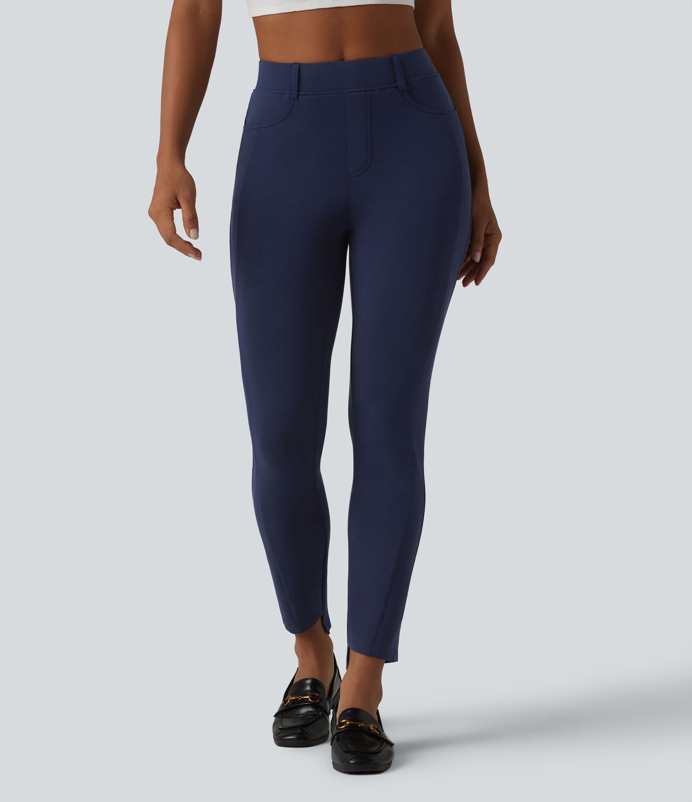 SpacerTek™ Mid Rise Casual Skinny Pants with Pockets