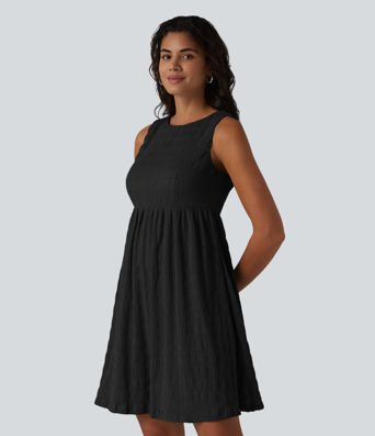 Round Neck Sleeveless Mini Casual Dress
