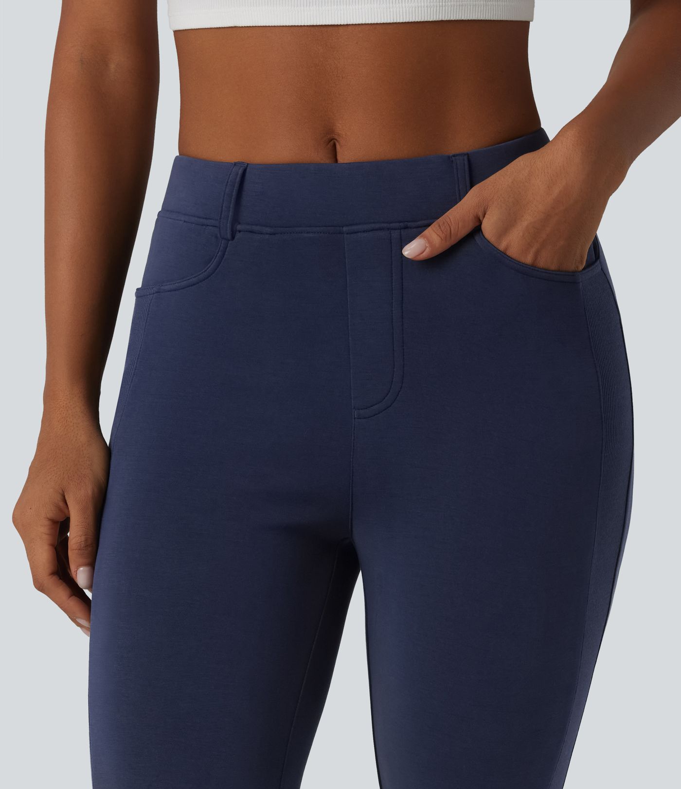 SpacerTek™ Mid Rise Casual Skinny Pants with Pockets