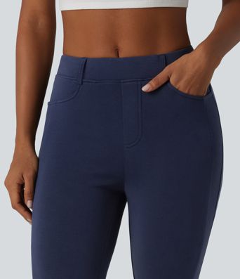 SpacerTek™ Mid Rise Casual Skinny Pants with Pockets