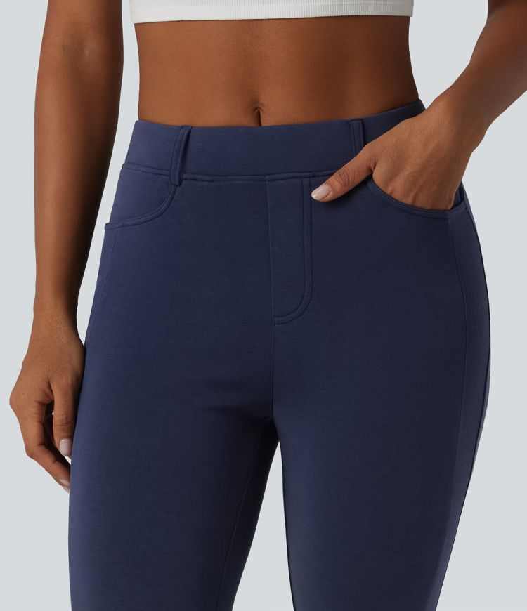 SpacerTek™ Mid Rise Casual Skinny Pants with Pockets