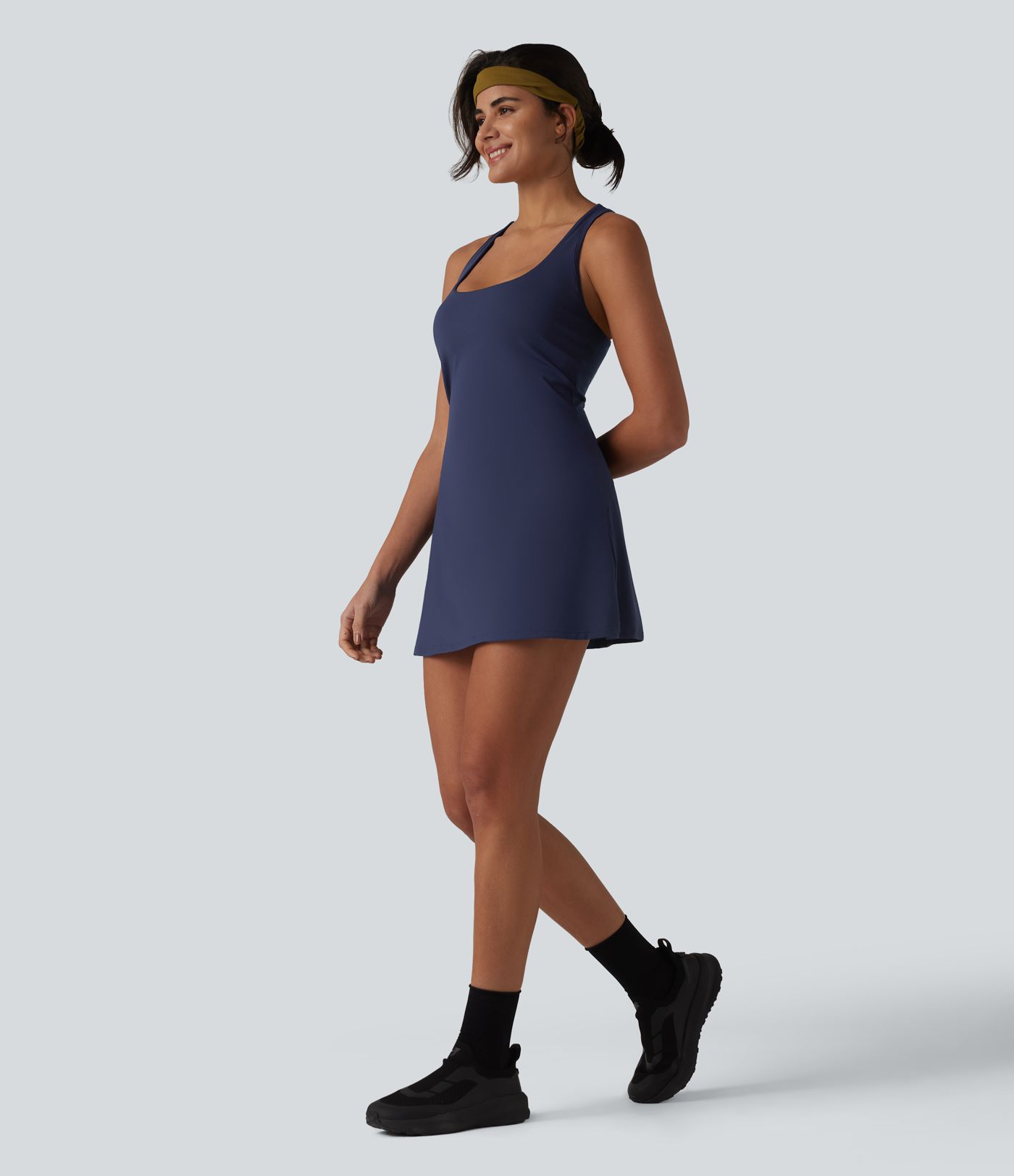 SoftlyZero™ Airy Crisscross Racerback Breathable Mesh 2-piece Built-in Bra Cool Touch Dance Active Dress with Pockets-UPF50+ SoftlyZero™ Airy Crisscross Racerback Breathable Mesh 2-piece Built-in Bra Cool Touch Dance Active Dress with Pockets-UPF50+